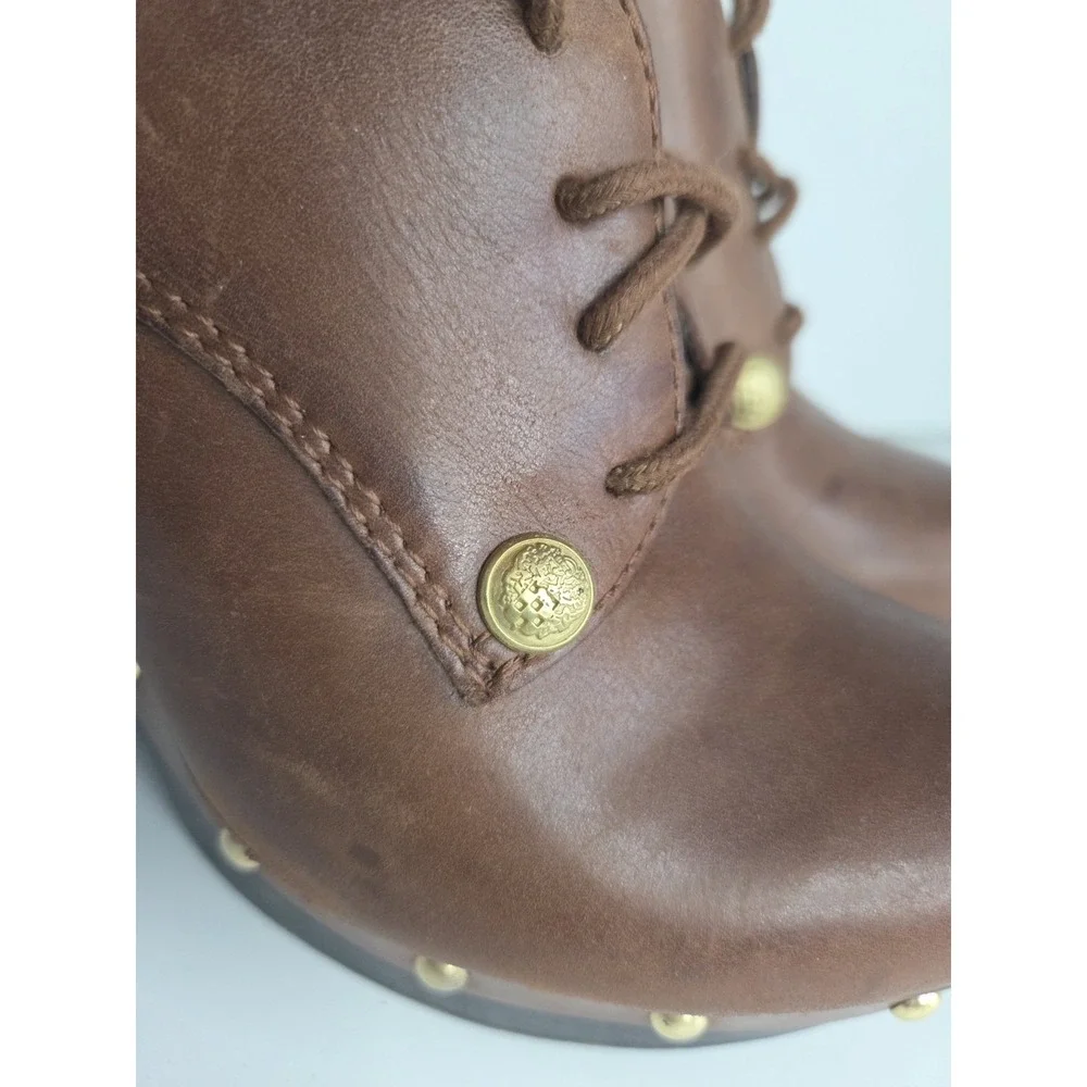 Vince Camuto Canasta Women's Leather Clogs Platform Brown Shoes Heels Sz‎ 6
